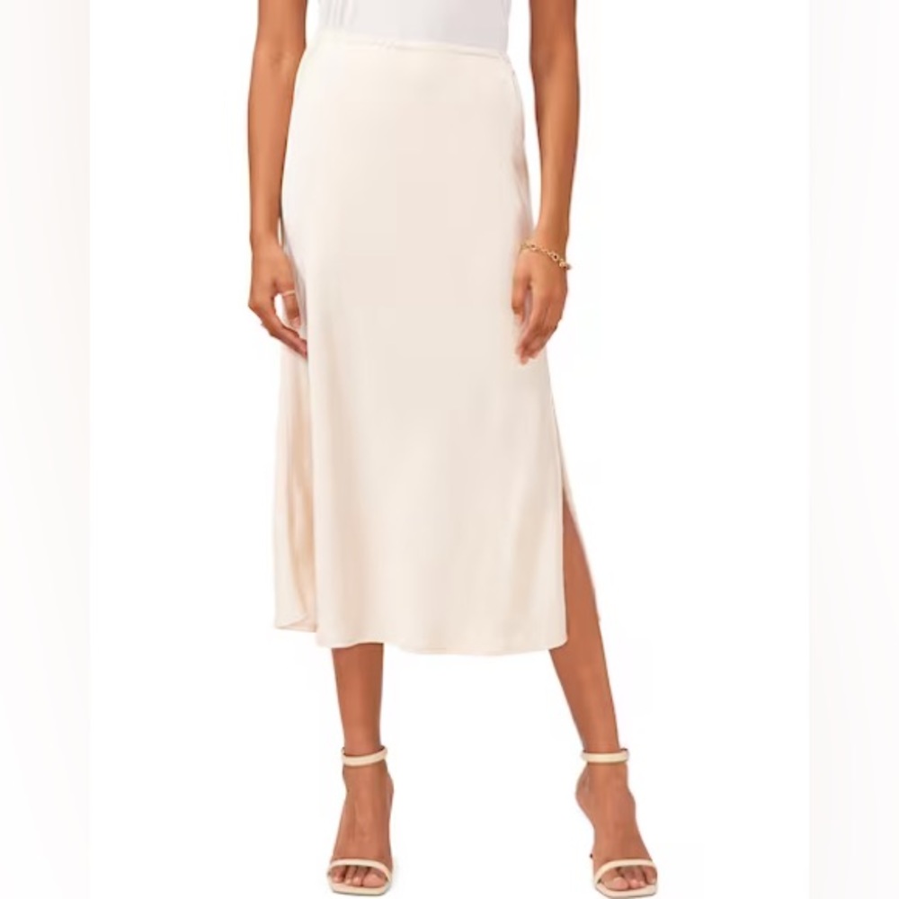 Vince Camuto Satin Side-Slit Midi Skirt